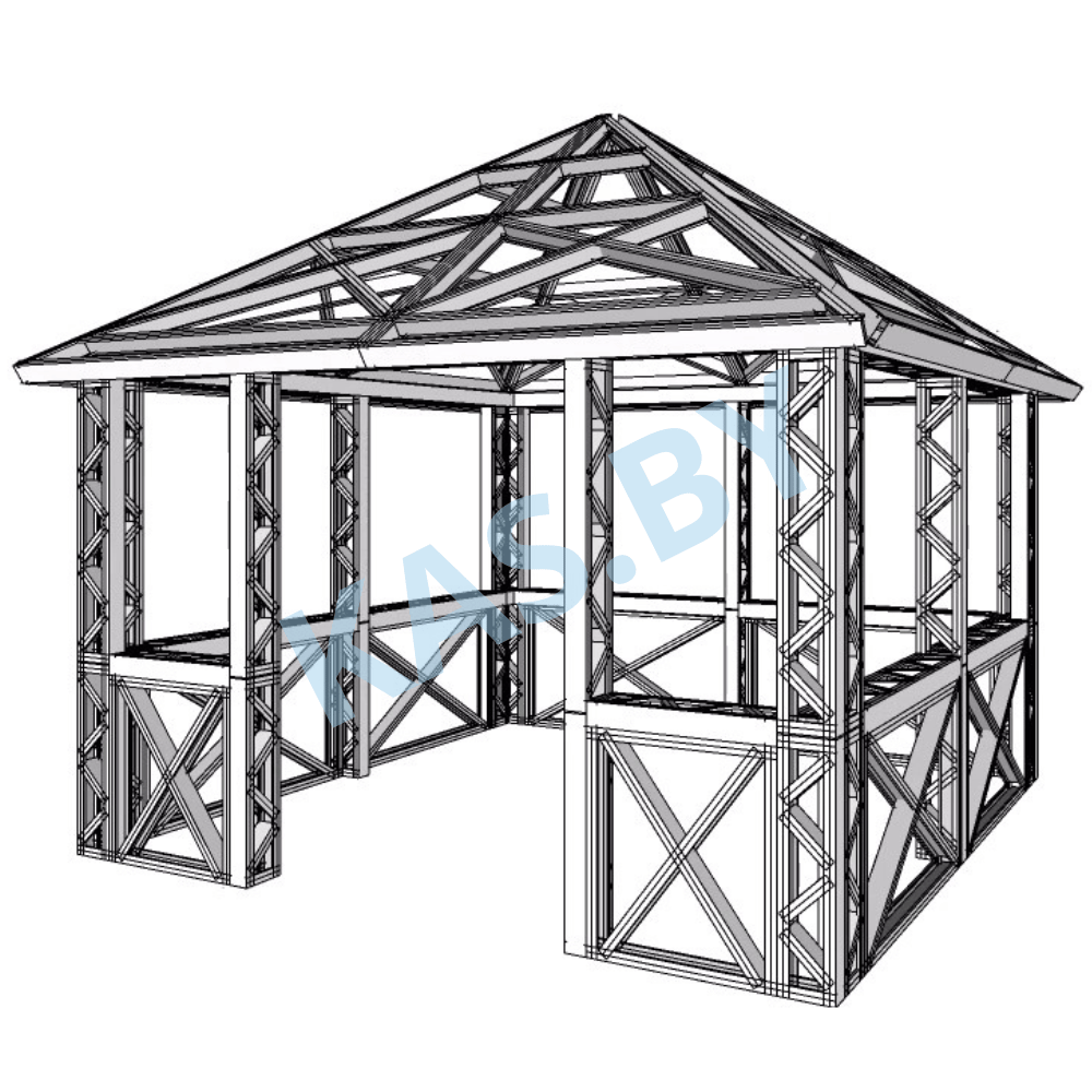 Каркас беседки из ЛСТК 3,5 х 3,5 м