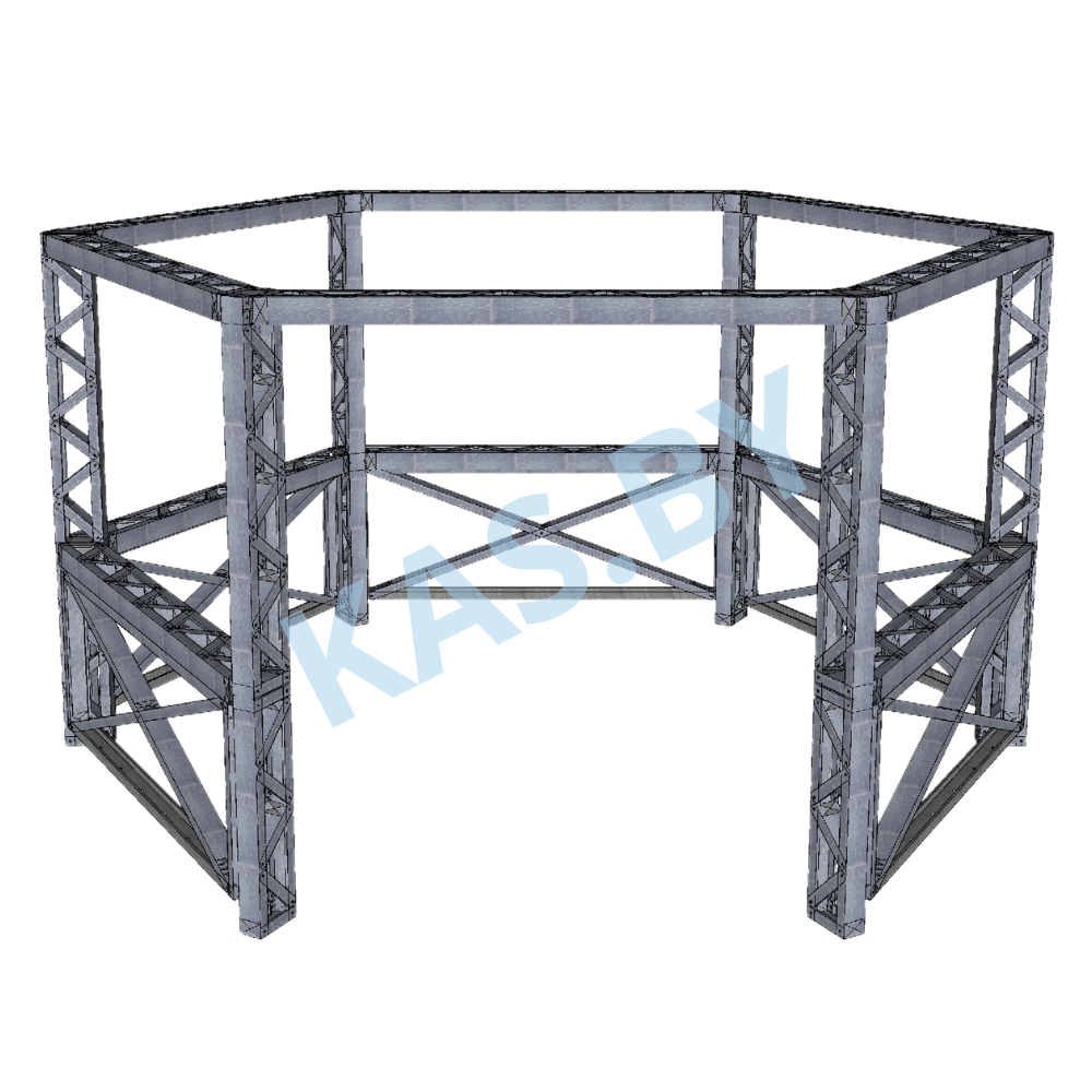 Каркас шестиугольной беседки из ЛСТК диаметром 4,1 м