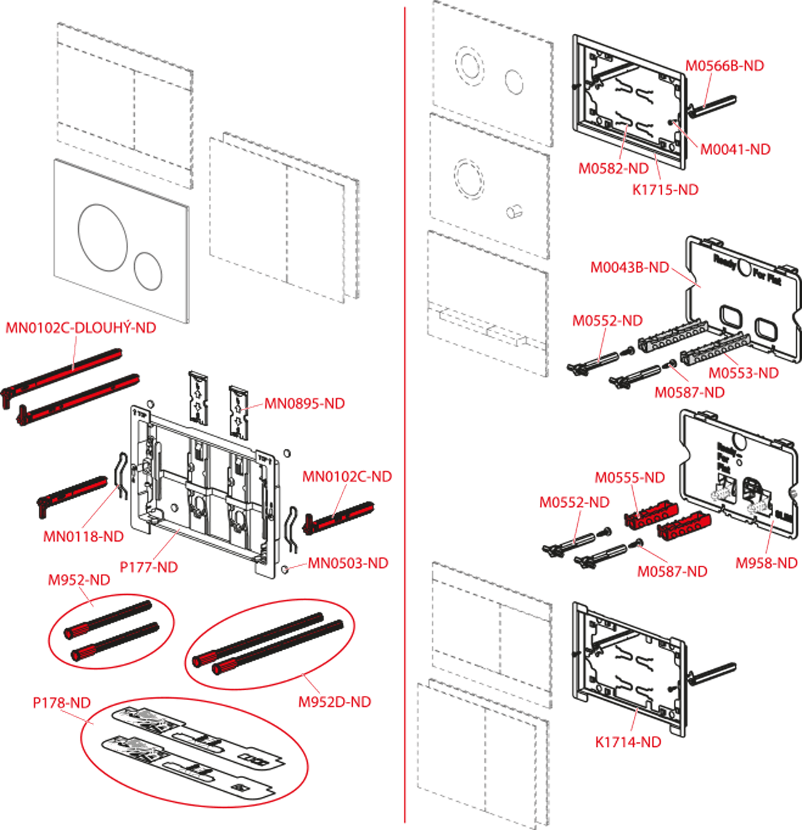 Кнопка управления для скрытых систем инсталляции, alunox-мат Alcaplast FUN FLAT
