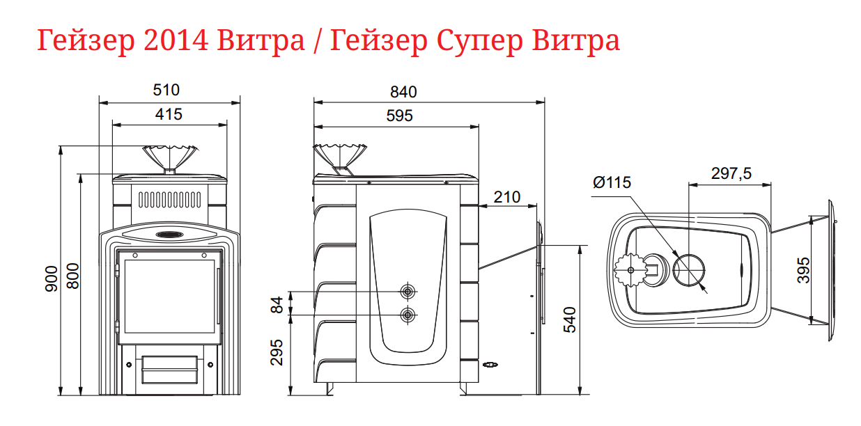 Печь банная Термофор (TMF) Гейзер 2014 Carbon Vitra