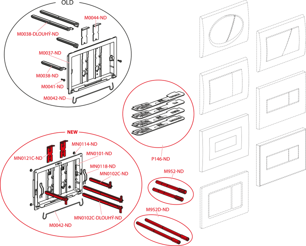 Кнопка управления для скрытых систем инсталляции, хром-глянец Alcaplast M71