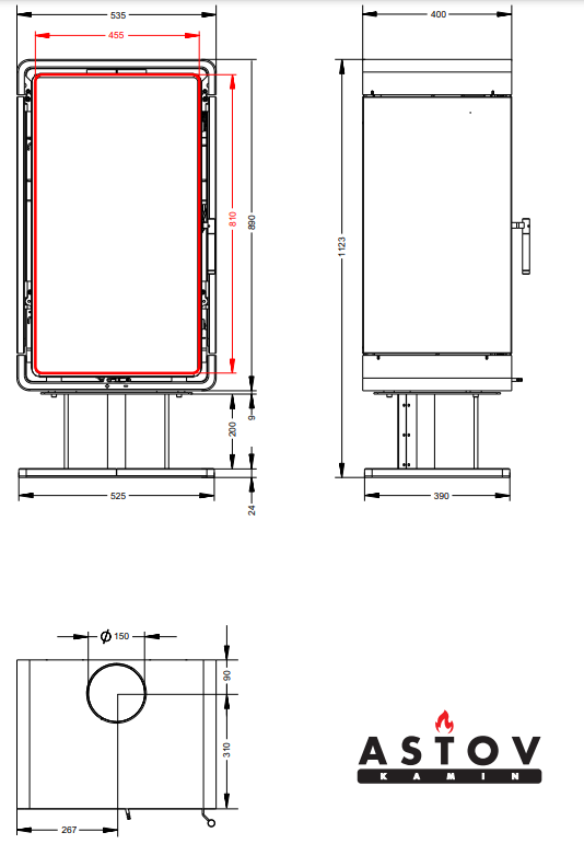 Печь-камин ASTOV КУБ (ПК 4581)