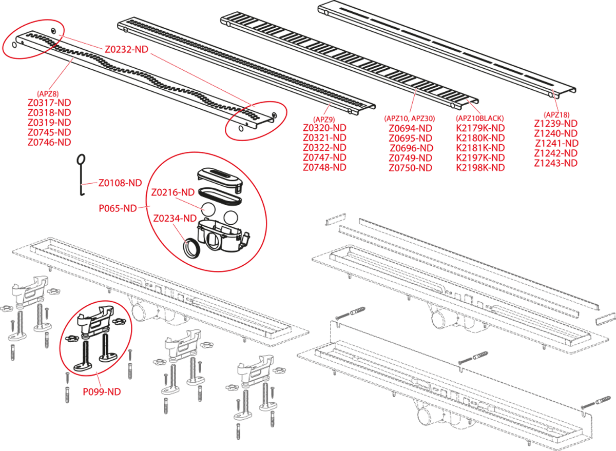 Водоотводящий желоб AlcaPlast APZ9 750 Simple