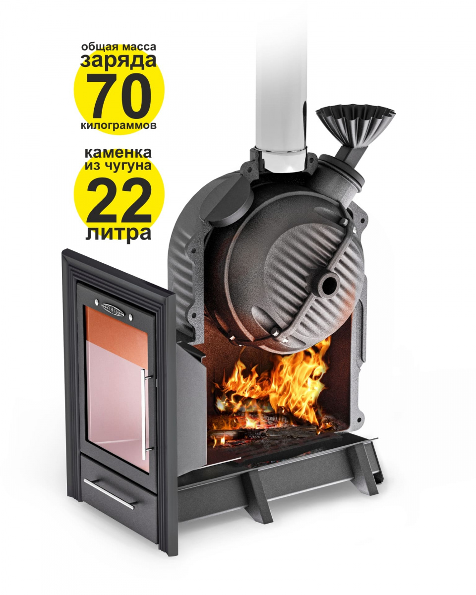 Печь банная Термофор (TMF) Чёрная Жемчужина (каменка из чугуна)