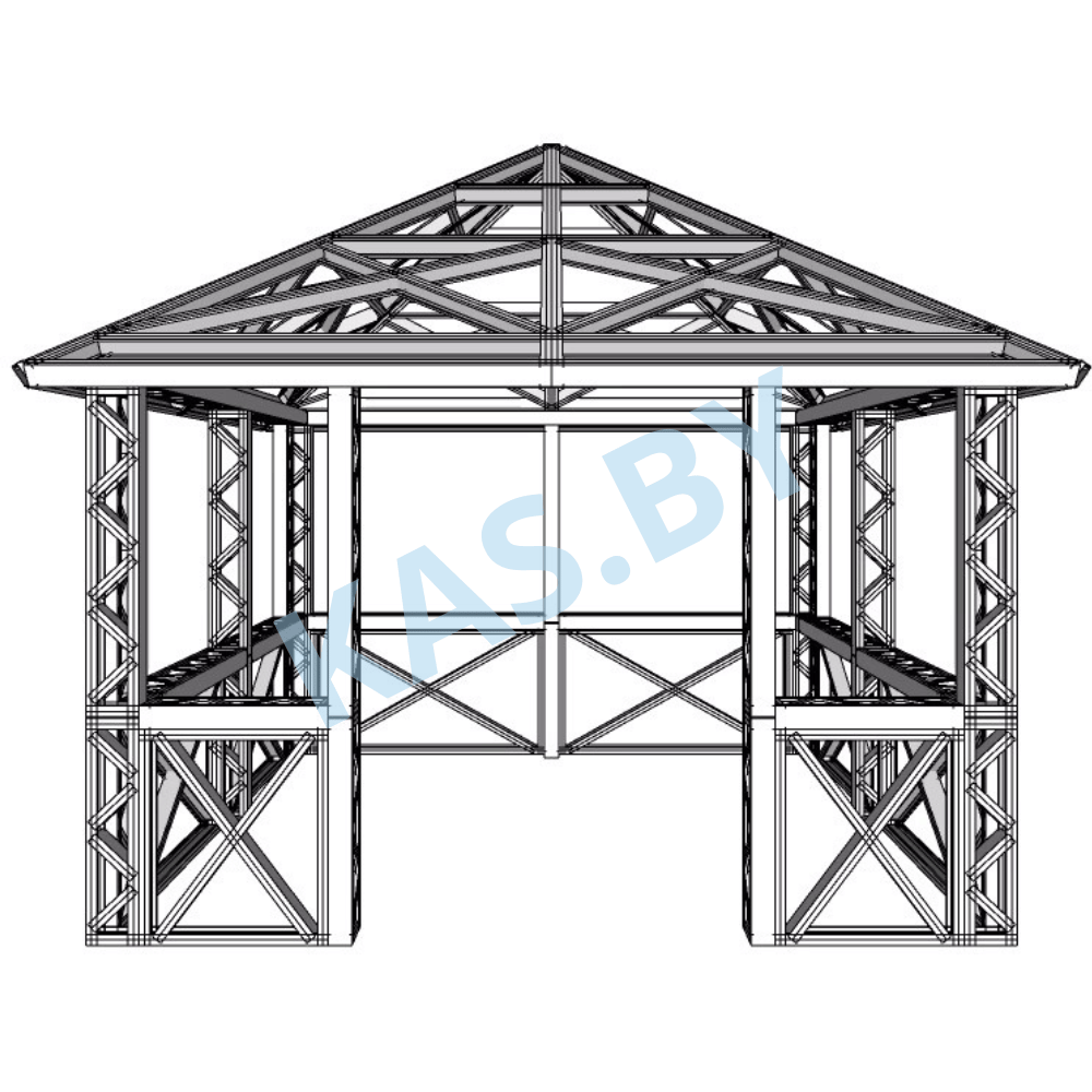 Каркас беседки из ЛСТК 3,5 х 3,5 м
