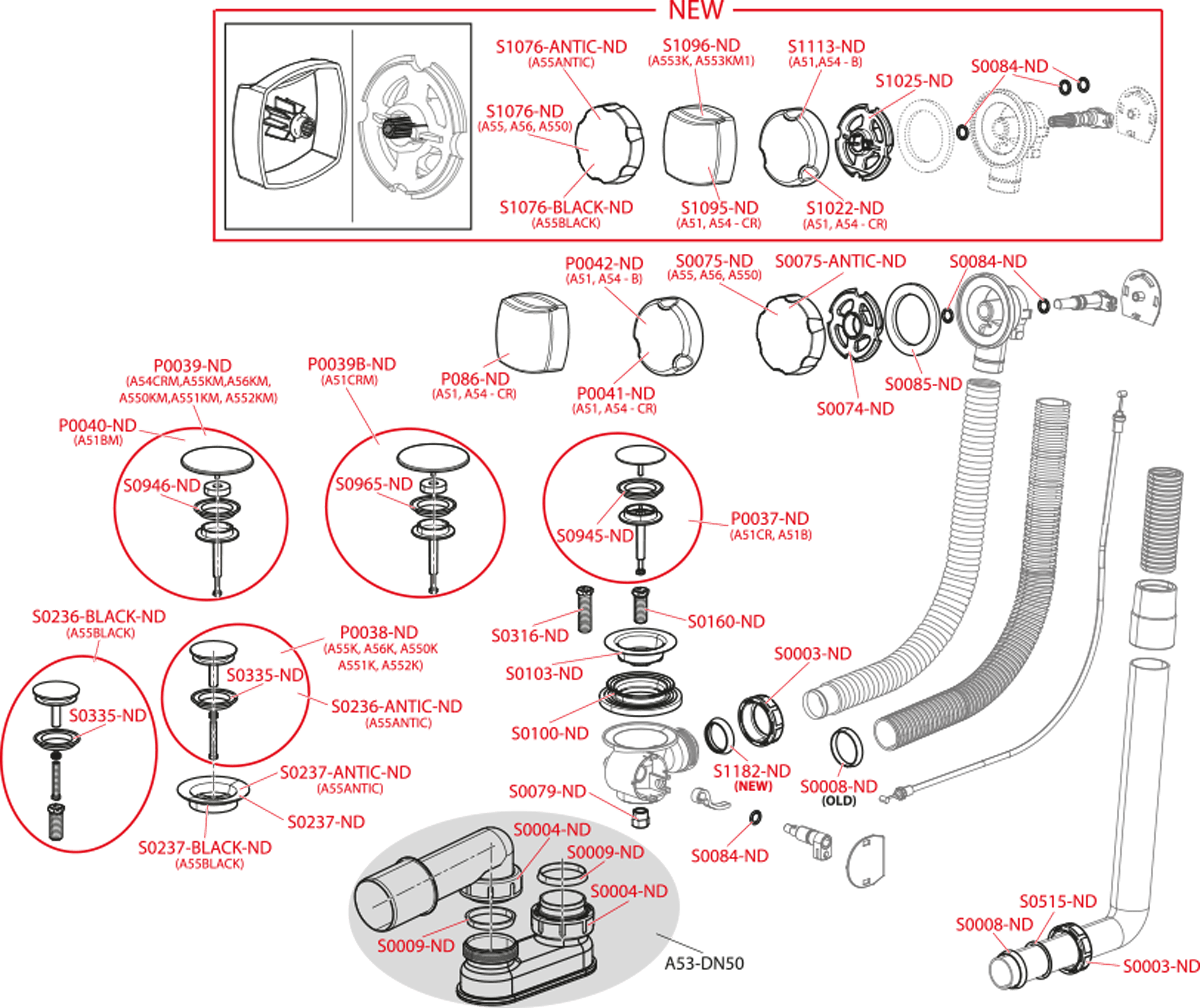 Сифон для ванны автомат комплект, черный-мат AlcaPlast A55BLACK
