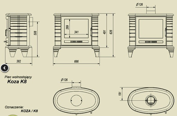 Печь-камин Kratki Koza K8