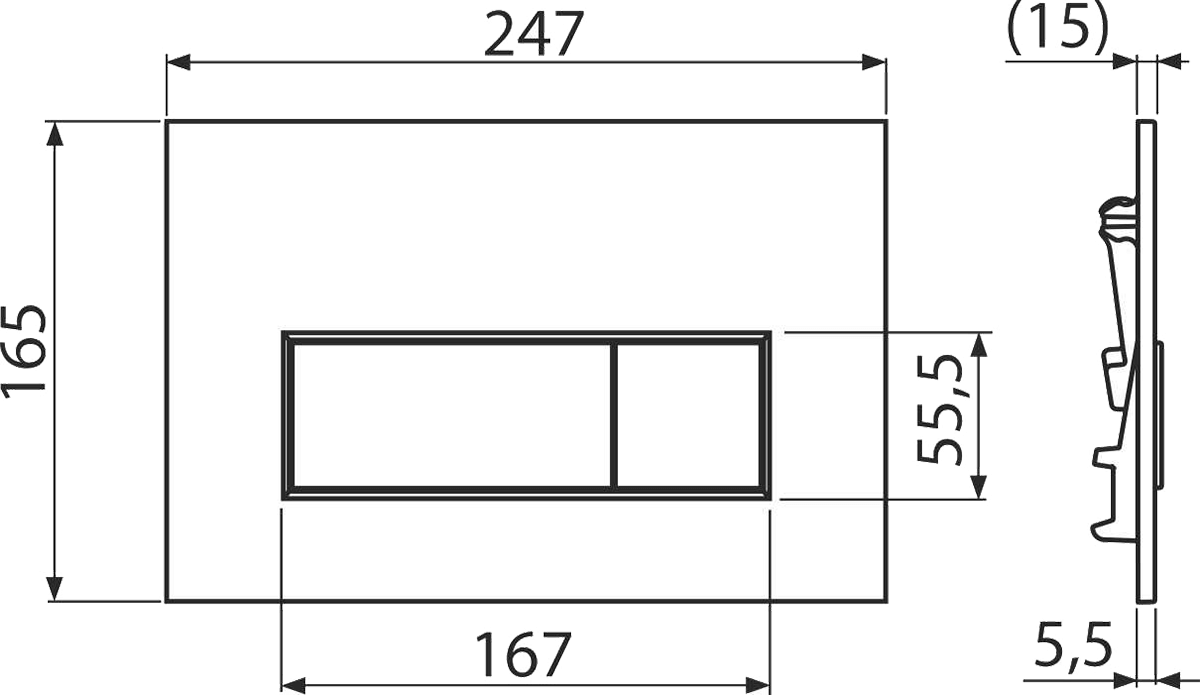 Кнопка управления для скрытых систем инсталляции, черный-мат Alcaplast M578 THIN
