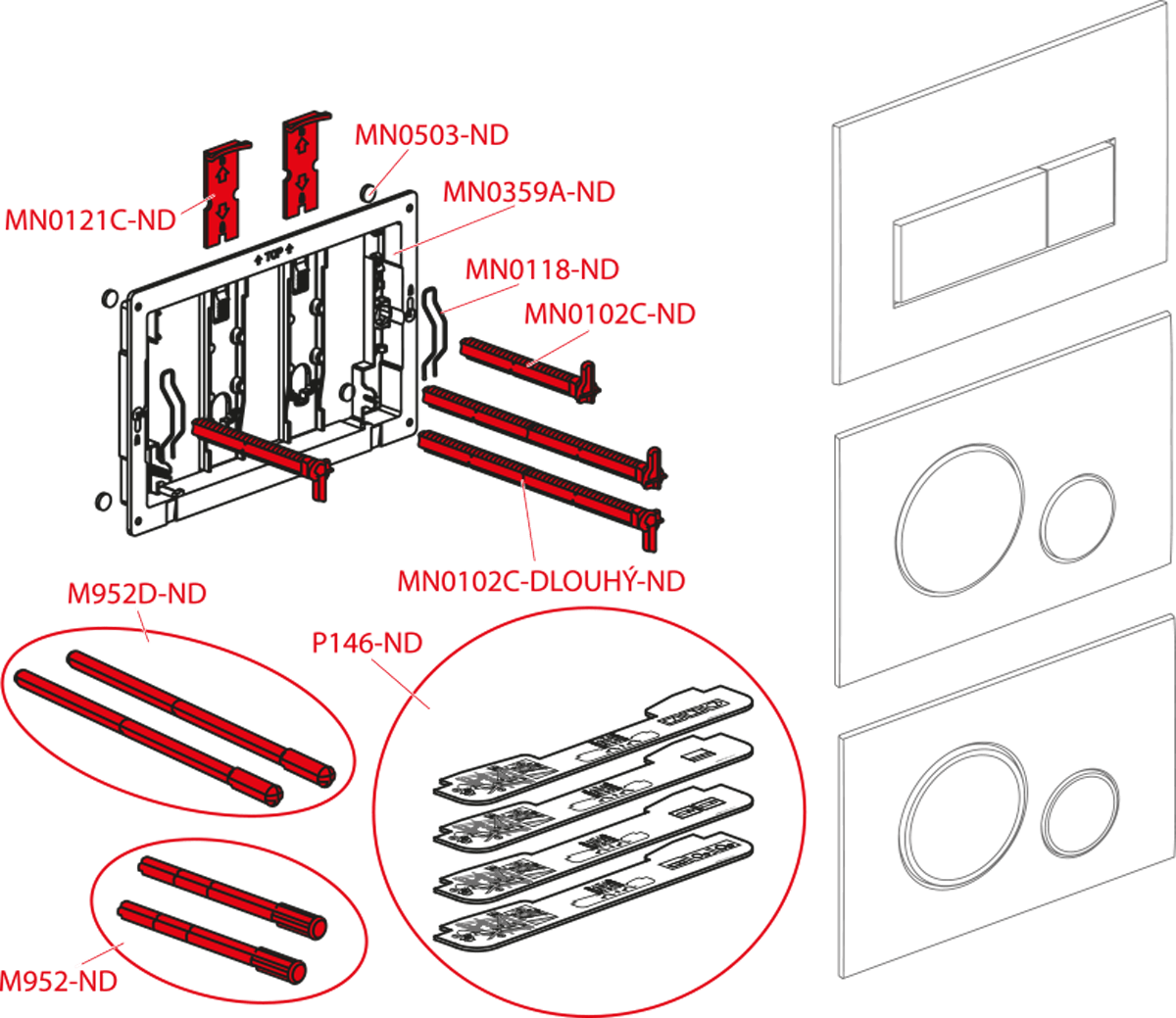 Кнопка управления для скрытых систем инсталляции, хром-глянец Alcaplast M571 THIN
