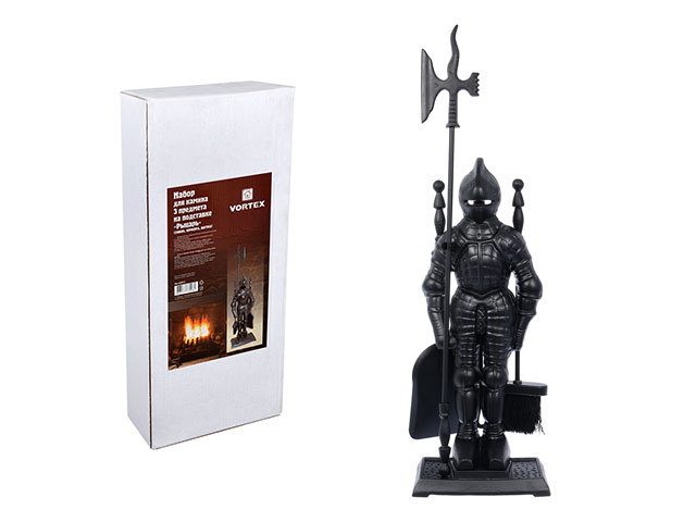 Каминный набор 3 предмета на подставке, "Рыцарь"