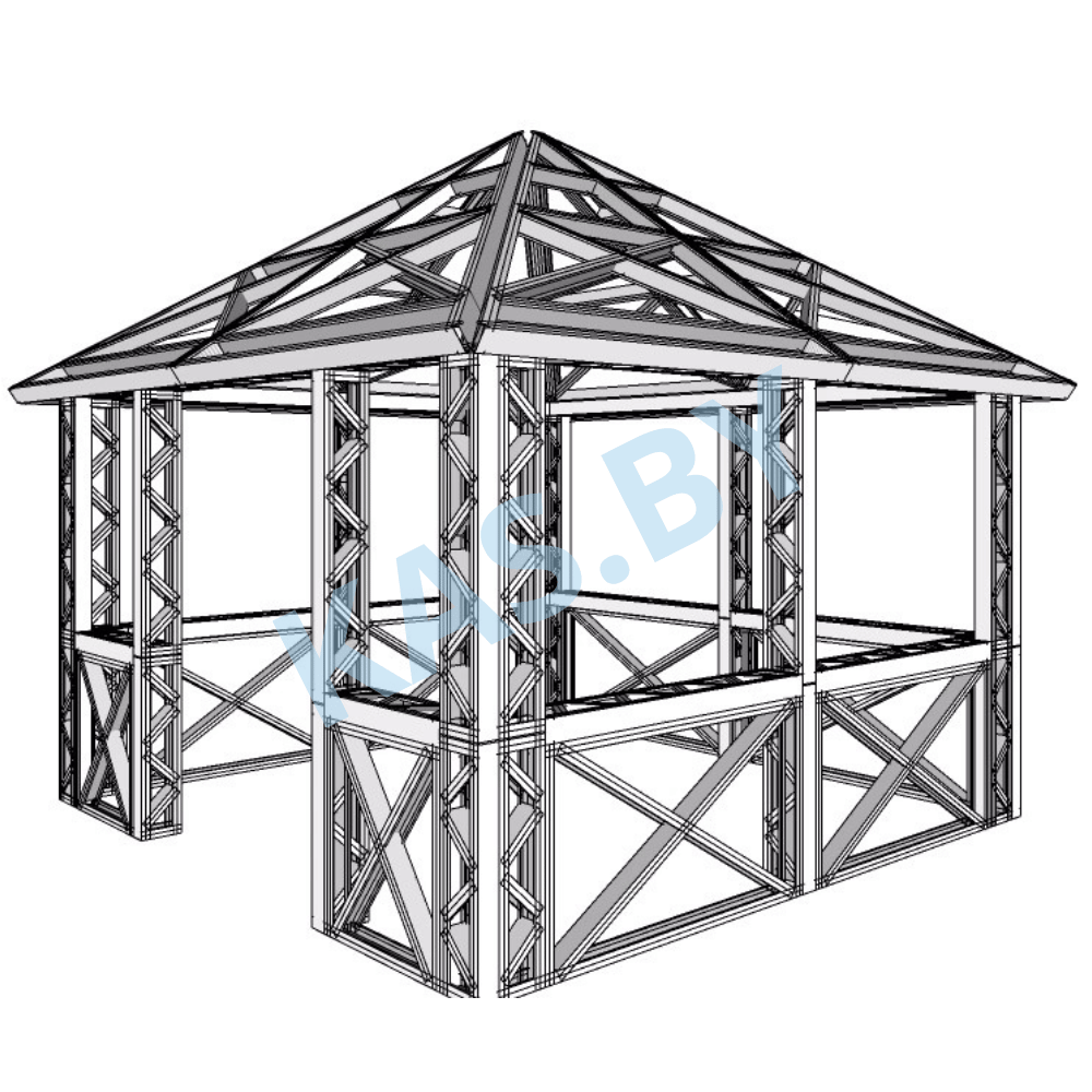 Каркас беседки из ЛСТК 3,5 х 3,5 м
