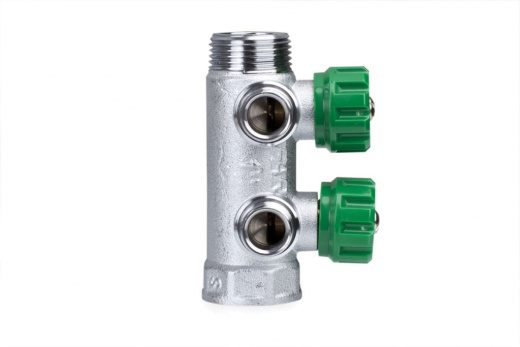 Регулирующий коллектор FAR 1" (ВР-НР) с 2 отв. 1/2" НР плск.упл. (FK 3821 112TP)