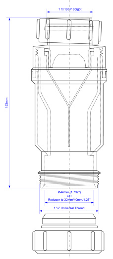 Сифон с сухим гидрозатвором McAlpine MacValve 1 1/2" x 40 мм