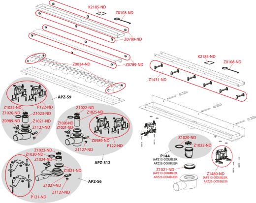 Водоотводящий желоб AlcaPlast APZ13-DOUBLE9 950