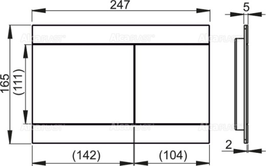 Кнопка управления для скрытых систем инсталляции, alunox-мат Alcaplast FUN FLAT