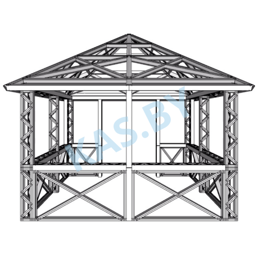 Каркас беседки из ЛСТК 3,5 х 3,5 м