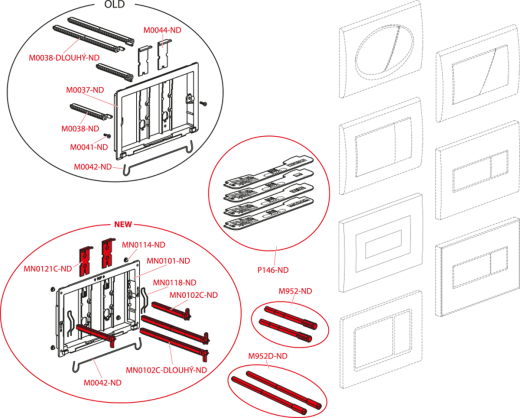 Кнопка управления для скрытых систем инсталляции, хром-глянец Alcaplast M71