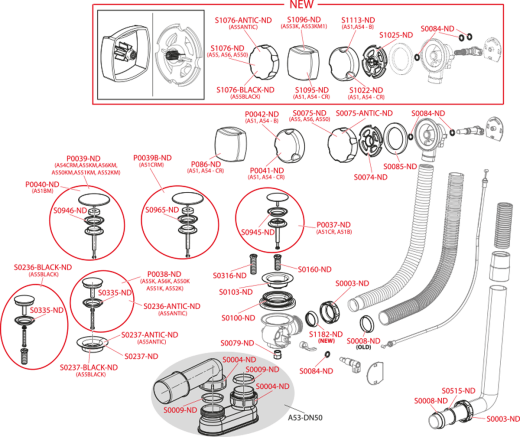 Сифон для ванны автомат, металл AlcaPlast A55KM